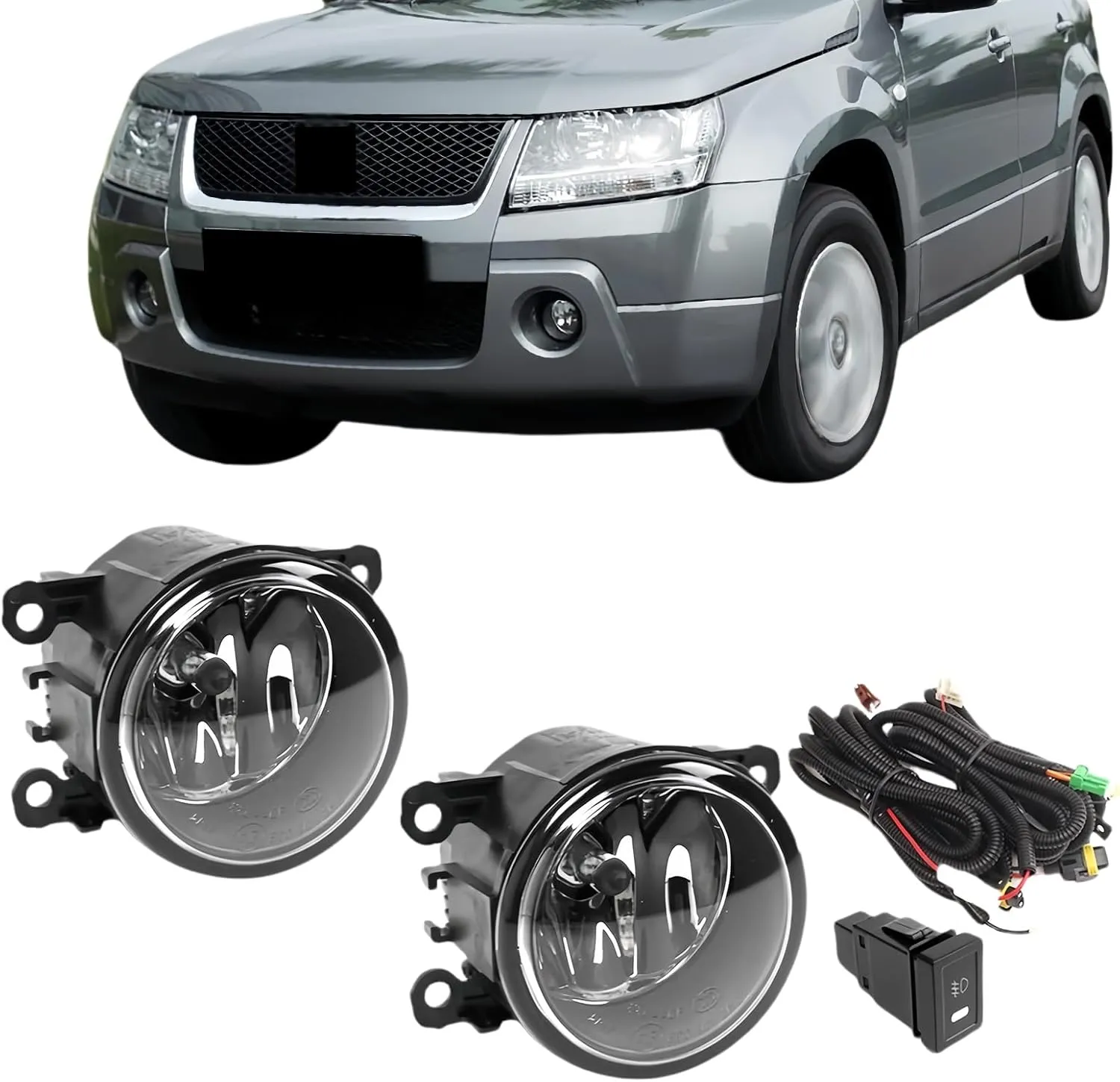 1 Pair Car Front Bumper Fog Lights Compatible With VITRA GRAND 2006-2012, OEM Style Replacement Fog Lamp Kit