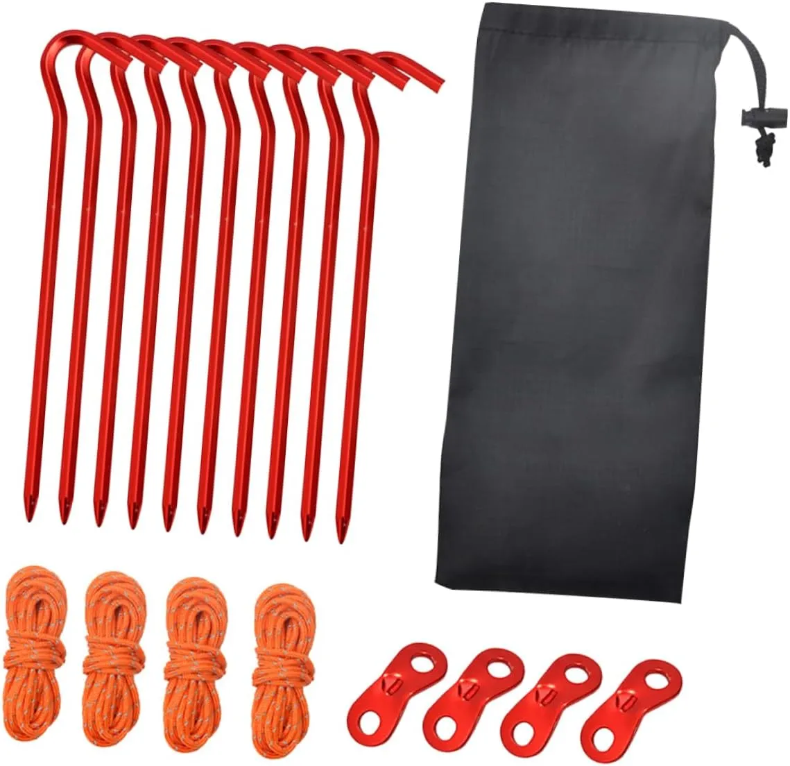 1 Set Portable Tent Pegs with Buckles Lightweight Aluminum Alloy Stakes for Camping Hiking and Outdoor Activities Includes Tent Stakes Wind Ropes and Storage Bag for Easy Carrying