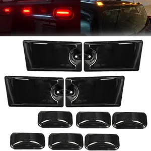 10 PCS Smoked Lens LED Cab Roof Light Kit for Hummer H2 2003-2009, H2 SUT 2005-2009 Top Clearance Marker Lights, Amber & Red LED Front Rear Halogen Lamps, OEM Replacement