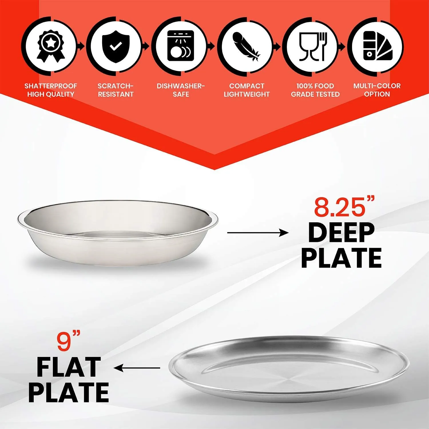 10-Piece Camping Dish Set - Stainless Steel Camp Mess Kit with Mesh Bag for Camping, Backpacking, Hiking - Complete Camping Dinnerware Set with Cup, Plate, Bowl, and Cutlery (with Zipper Cutlery Bag)