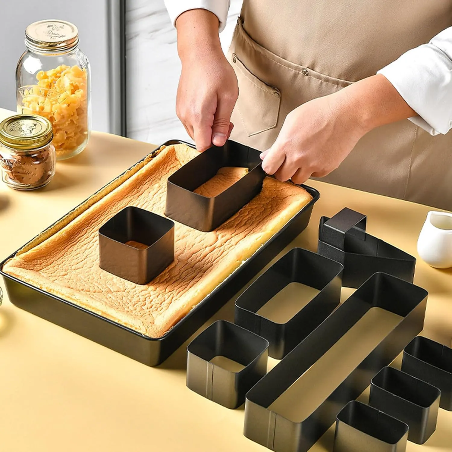 10 Piece Stackable Bakeware Set Baking Sheets Assorted Baking Pans Baking Rack Oven Letters And Numbers Movable (Black, One Size)
