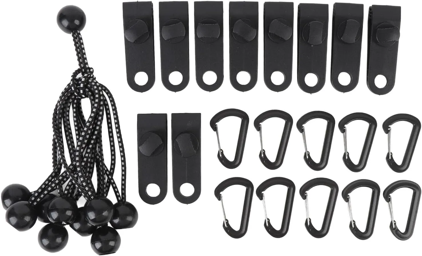 10 Set Outdoor Tent Clips Set, Windproof Tent Fasteners Clips Tarp Clamps Elastic Rope Plastic Buckle Set, for Camping Hiking