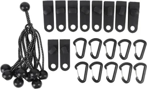 10 Set Outdoor Tent Clips Set, Windproof Tent Fasteners Clips Tarp Clamps Elastic Rope Plastic Buckle Set, for Camping Hiking