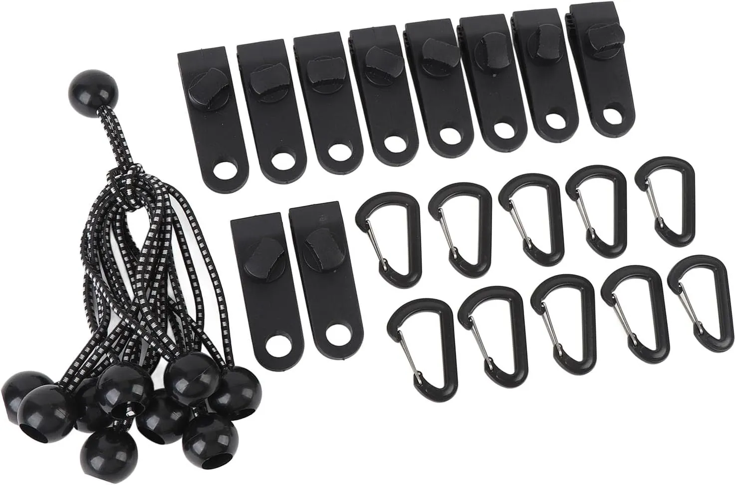 10 Set Outdoor Tent Clips Set Windproof Tent Fasteners Clips Tarp Clamps Elastic Rope Plastic Buckle Set for Camping Hiking