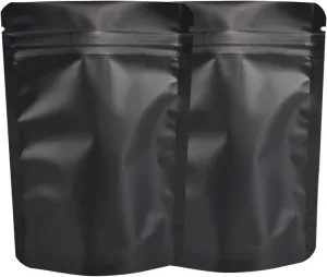 100 Pack Mylar Bag,7 Gram Stand-up Packaging Pouch, 4.72 Mil Thickness Resealable Zip Lock Foil Food Storage Baggies Safe Material,4X6 Inches,Matte Black
