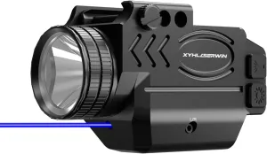 1000 Lumens Tactical Flashlight Compact Rail Mount Weaponlight, Blue Beam and White LED Combo with Strobe Function, Magnetic Rechargeable, Laser Class IIIA,Less Than 5mW