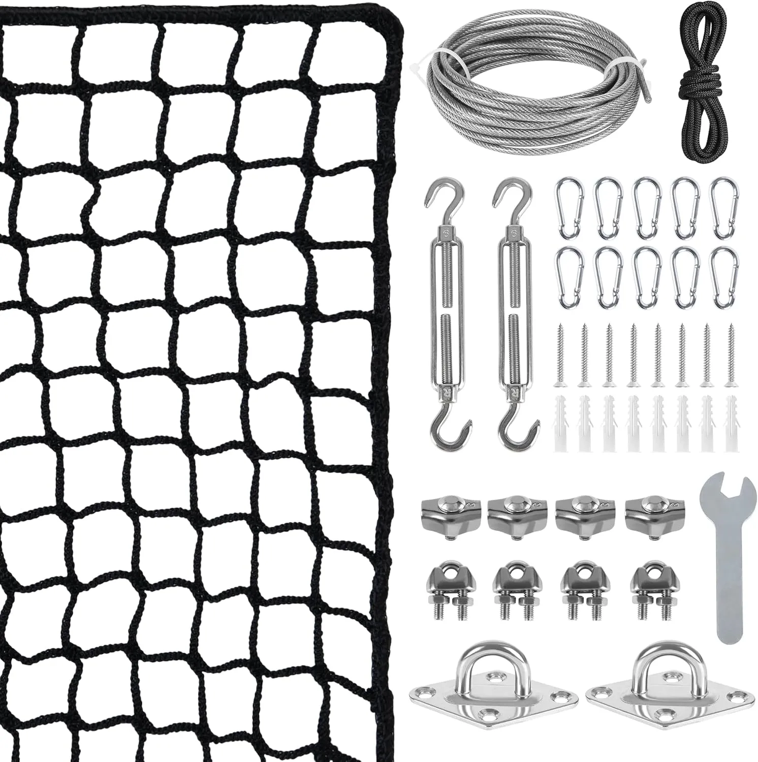 10x10ft Stainless Steel Wire Hanging Kit Net - Easy Installation, Durable Cable System for Sports Net Kit - Suitable for Golf, Baseball, Hockey, Soccer, Indoor & Outdoor Use