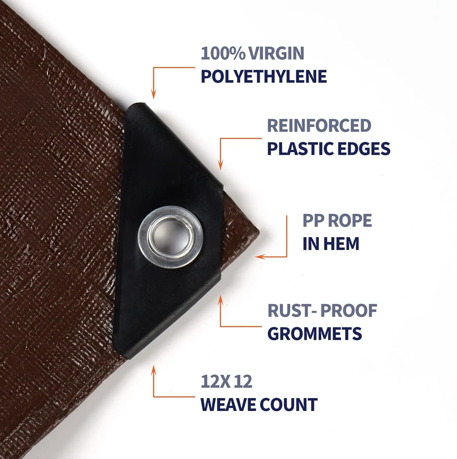 [10'X15'] RSW Heavy Duty Waterproof 12 Mil Safety Reversible Tarp Cover, UV Resistant, Rip and Tear Proof Tarpaulin with Reinforced Edges - for Roof, Camping, Patio, Pool Cover, Boat (Brown/Silver)