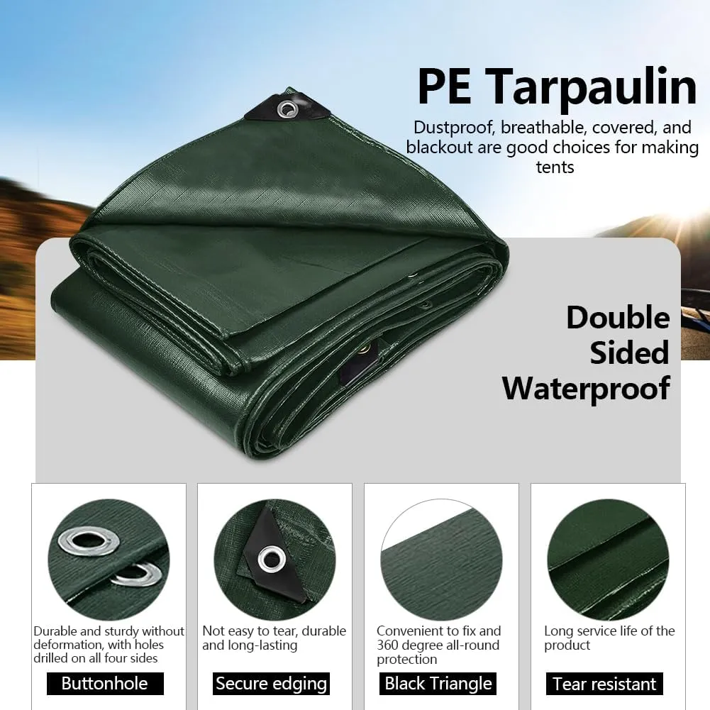 12x40 Feet Waterproof Tarp, 5 mil Multi-Purpose Tarp Cover, UV & Tear Resistant, Polyethylene for Outdoor, Camping, Pools, Car Tents