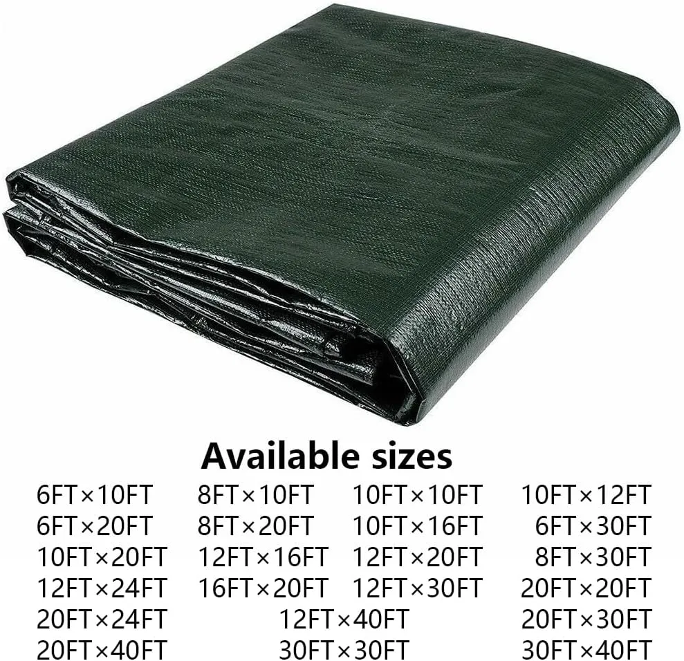 12x40 Feet Waterproof Tarp, 5 mil Multi-Purpose Tarp Cover, UV & Tear Resistant, Polyethylene for Outdoor, Camping, Pools, Car Tents