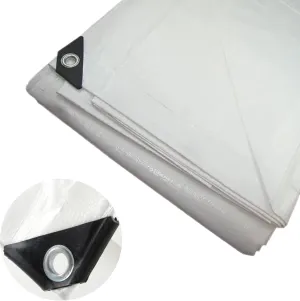 14' x 14' White Heavy Duty Tarp - All Purpose, Waterproof Heavy-Duty Protection/Coverage Tarp, Laminated Coating on Both Sides, UV Blocking Protective Cover, Industrial Strength - by ATE Pro. USA