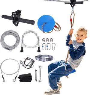 150 FT Zipline for Backyard Kids and Adults, Adjustable Zip Line Kit for Adult Outdoor 390 LBS Removable Non-Slip Trolley Play Playground Entertainment
