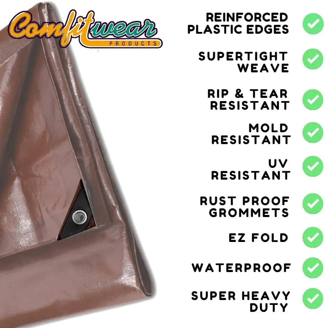 16 MIL Multi-Purpose Extra Heavy Duty Tarps - Car, Boat, Camping & General Purpose Waterproof Tarp Cover