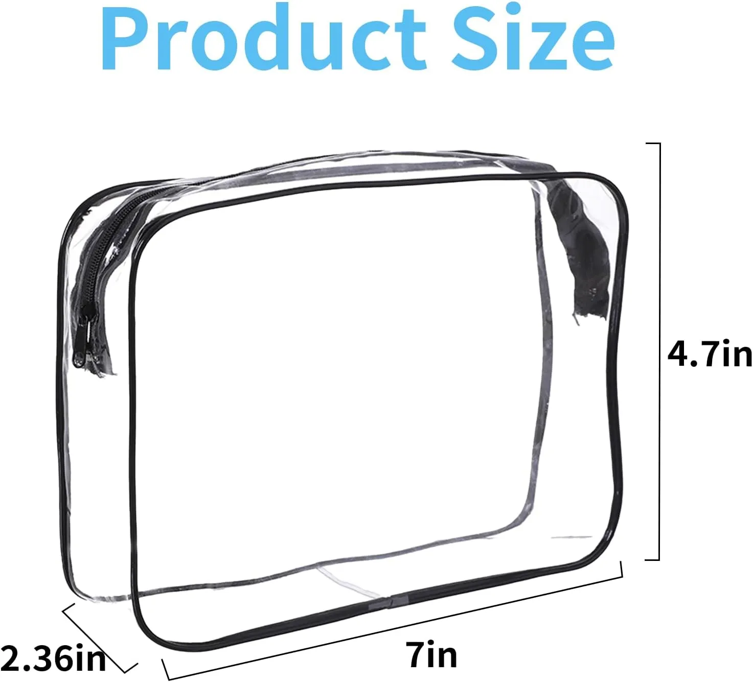 16 Pcs Clear Cosmetics Bag Bulk Clear Makeup Bag Bulk Toiletry Bag for Travel, PVC Zippered Pouch Cosmetic Makeup Bag Plastic Organizer Case for Vacation Bathroom Travel & Daily(Black Medium)
