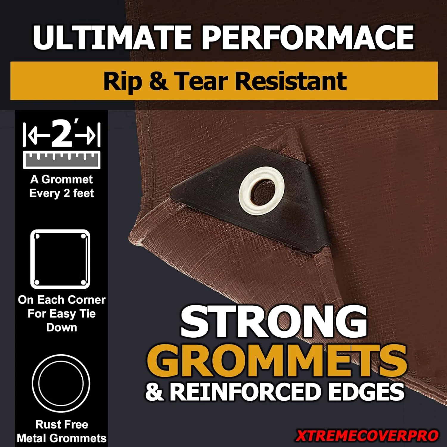 16' x 16' Large Multi-Purpose Waterproof Light Weight Heavy Duty Poly Tarp Grommets Every 24", 20 Mil 16x16Thick, for Home, Boats, Cars, Camping, UV Resistant, Rip/Tear Proof Tarpaulin