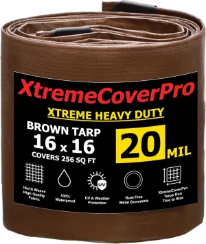 16' x 16' Large Multi-Purpose Waterproof Light Weight Heavy Duty Poly Tarp Grommets Every 24", 20 Mil 16x16Thick, for Home, Boats, Cars, Camping, UV Resistant, Rip/Tear Proof Tarpaulin