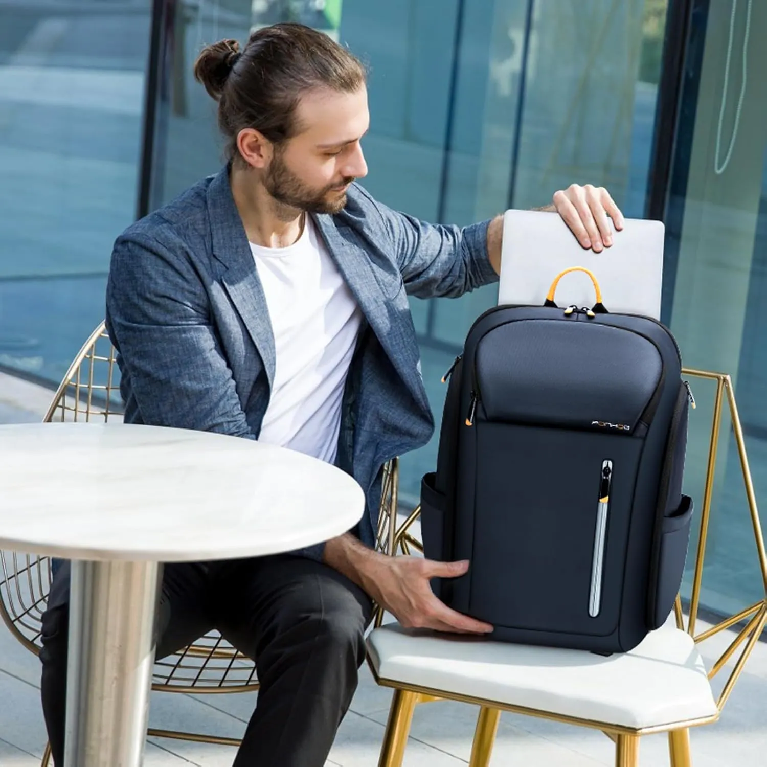 17 Inch Laptop Backpack for Men, Business Travel Anti-Theft Backpack with USB Charging Port, Water Resistant Computer Bag Carry On Flight Approved for Work College Weekender, Dark Blue