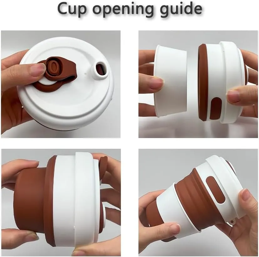17oz Collapsible Travel Cup With Lid & Metal Hook Reusable Silicone Coffee Folding Mug for Hot/Cold Drink Portable Outdoor Camping Hiking Microwave & Dishwasher Safe (Pink)