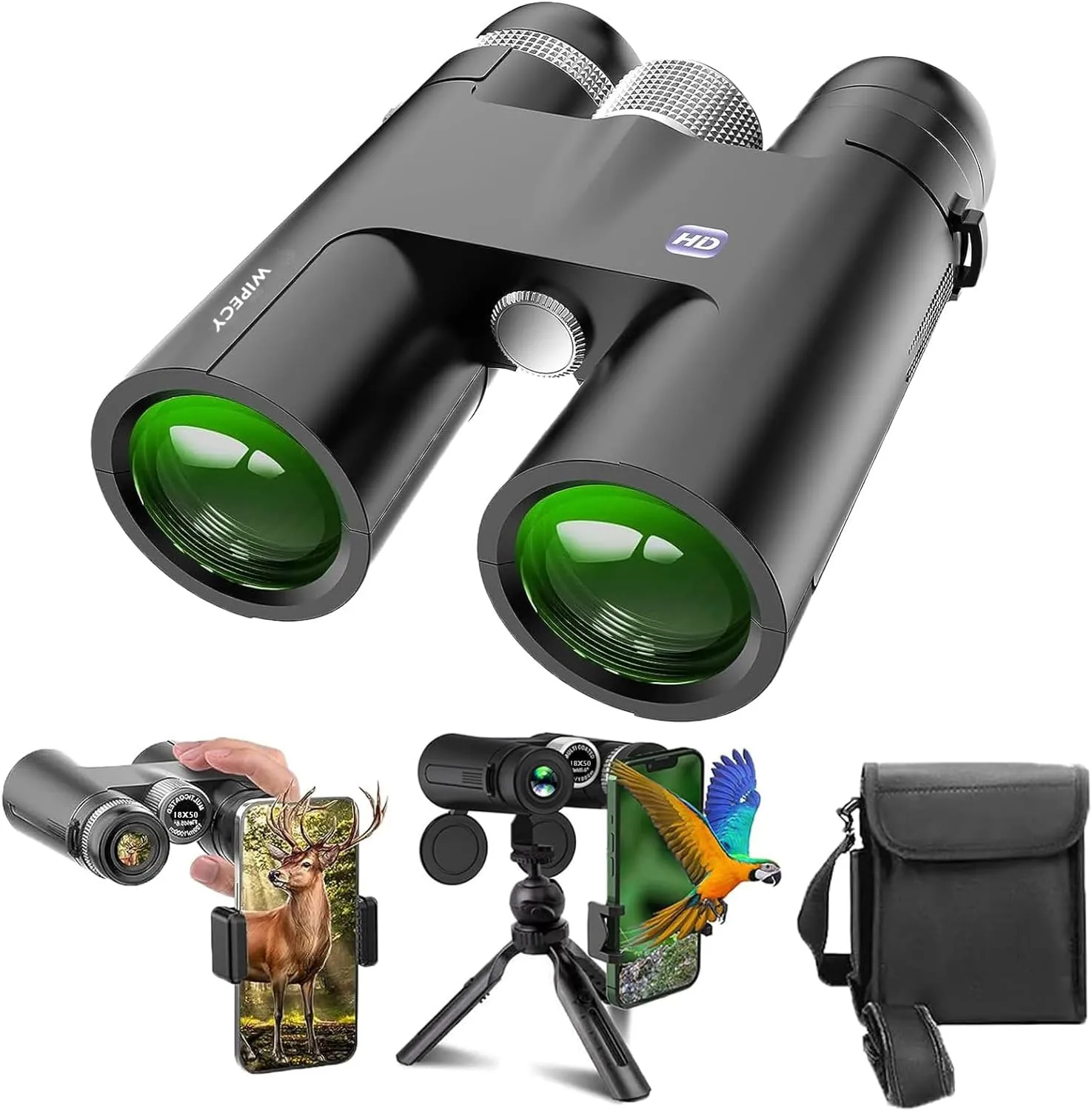 18x50 HD Binoculars for Adults - High Powered, Waterproof, Tripod Compatible - Perfect for Bird Watching, Hunting, Travel