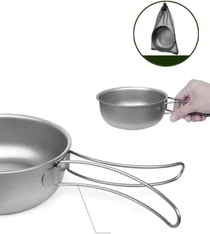 1PC Pure Titanium Frying Pan, Foldable Portable Single-layer Tableware Suitable For Home Or Outdoor Camping(500ML)