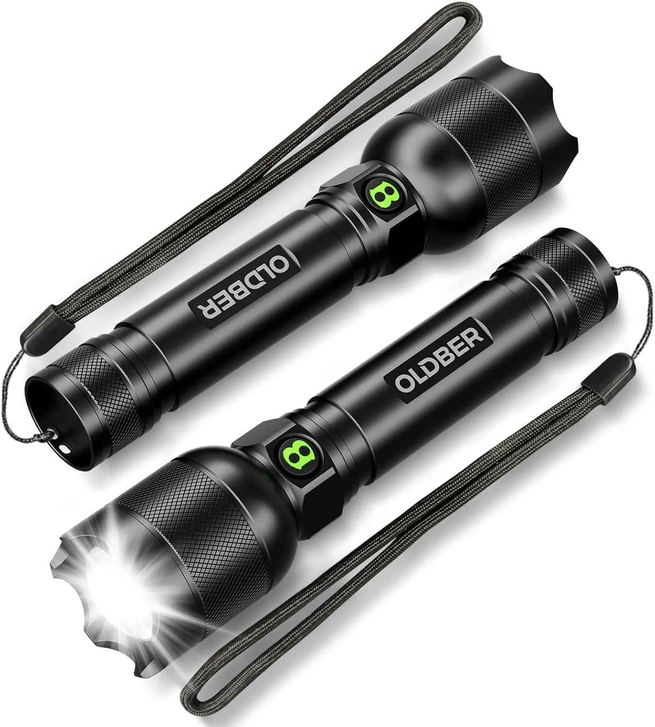 2 Pack Flashlights High Lumens Rechargeable, Military Grade Super Bright Handheld Flash Light-5 Modes, Zoomable, Powerful, Waterproof for Camping, Home Emergency, Police, Military