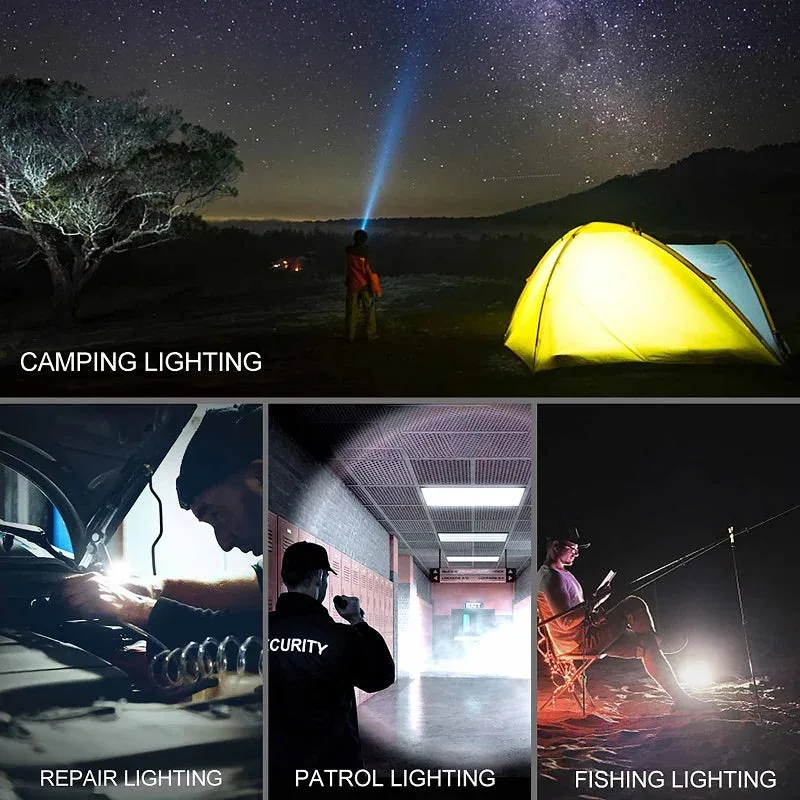 2 Pack High Lumens LED Flashlights Zoomable 5 Working Modes Torch Suitable for Camping, Outdoor Fishing and Cycling