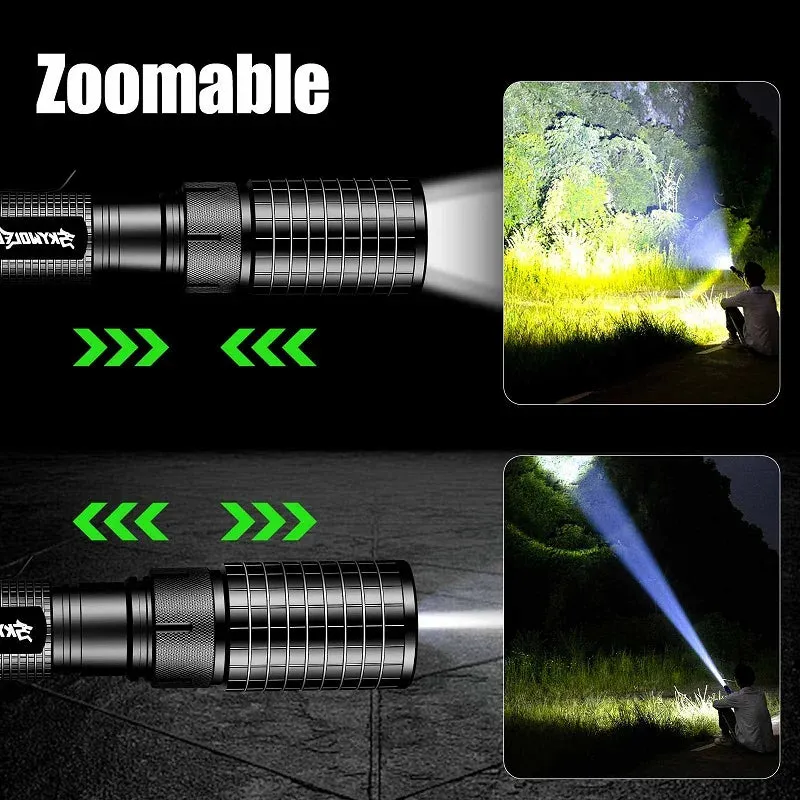 2 Pack High Lumens LED Flashlights Zoomable 5 Working Modes Torch Suitable for Camping, Outdoor Fishing and Cycling