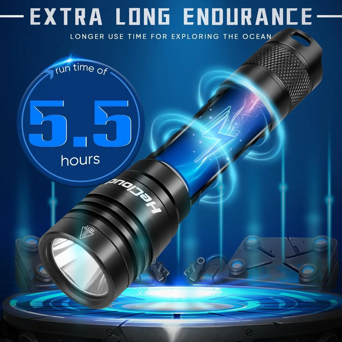 2 Pack Scuba Diving Flashlight with Rechargeable Power Dive Light Torch 3000 Lumens Underwater 328ft IPX8 Waterproof 4 Modes Safety Light with USB Charger for Submarine Deep Sea Snorkeling