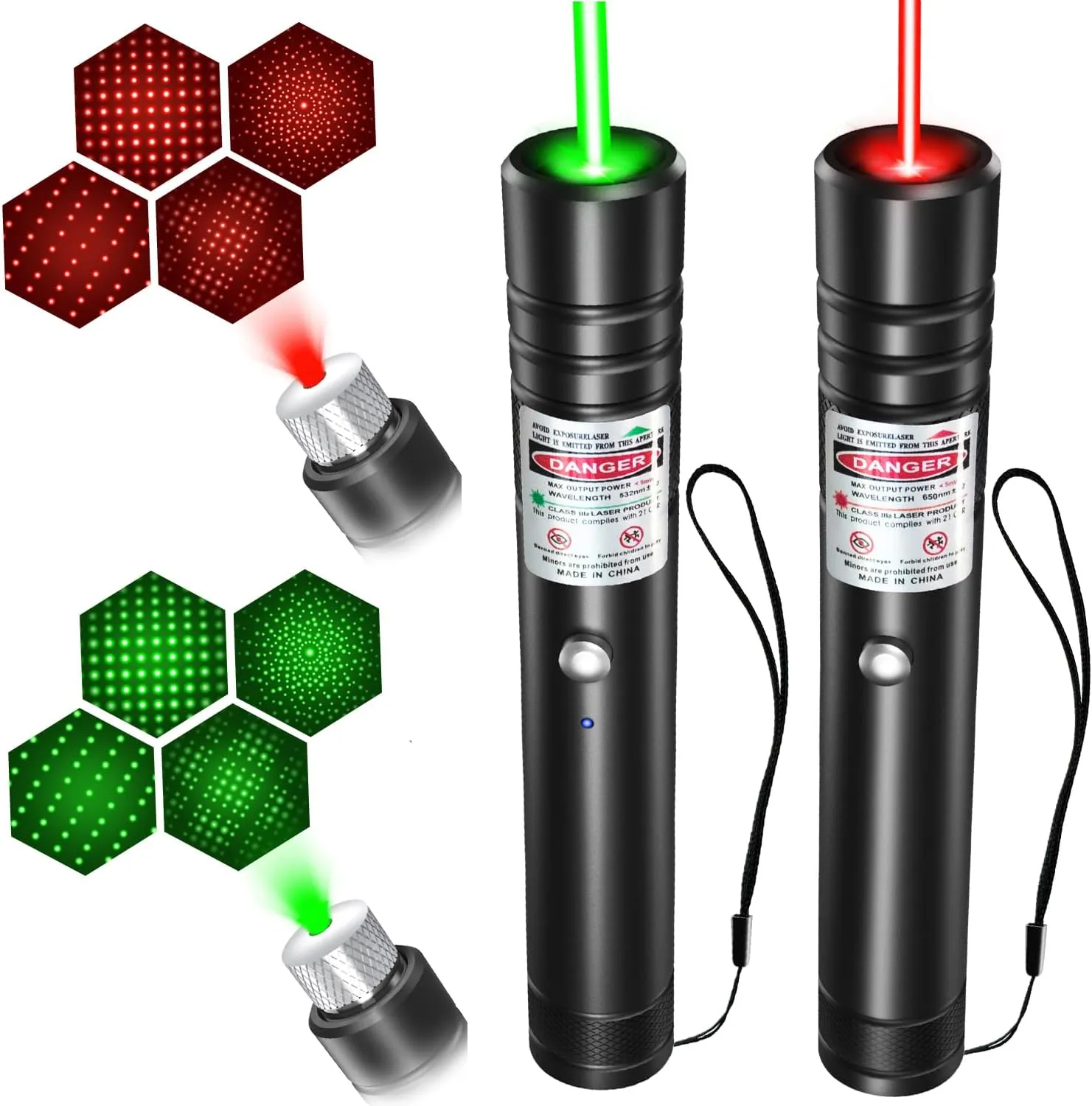 [2 Packs Green Red Beam] Rechargeable Green & Red Beam Light Flashlight Long Distance Range For TV/LED/LCD Screens Tactical Flashlights Presentation Office/Outdoors/Astronomic/Construction [001]