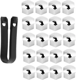 20 Pcs Car Wheel Nut Caps for Buick Excelle 2013-2024, Nut Cover Kit Waterproof Hexagonal Nut Dust and Rust Protection Cover Accessories,Silver-17mm