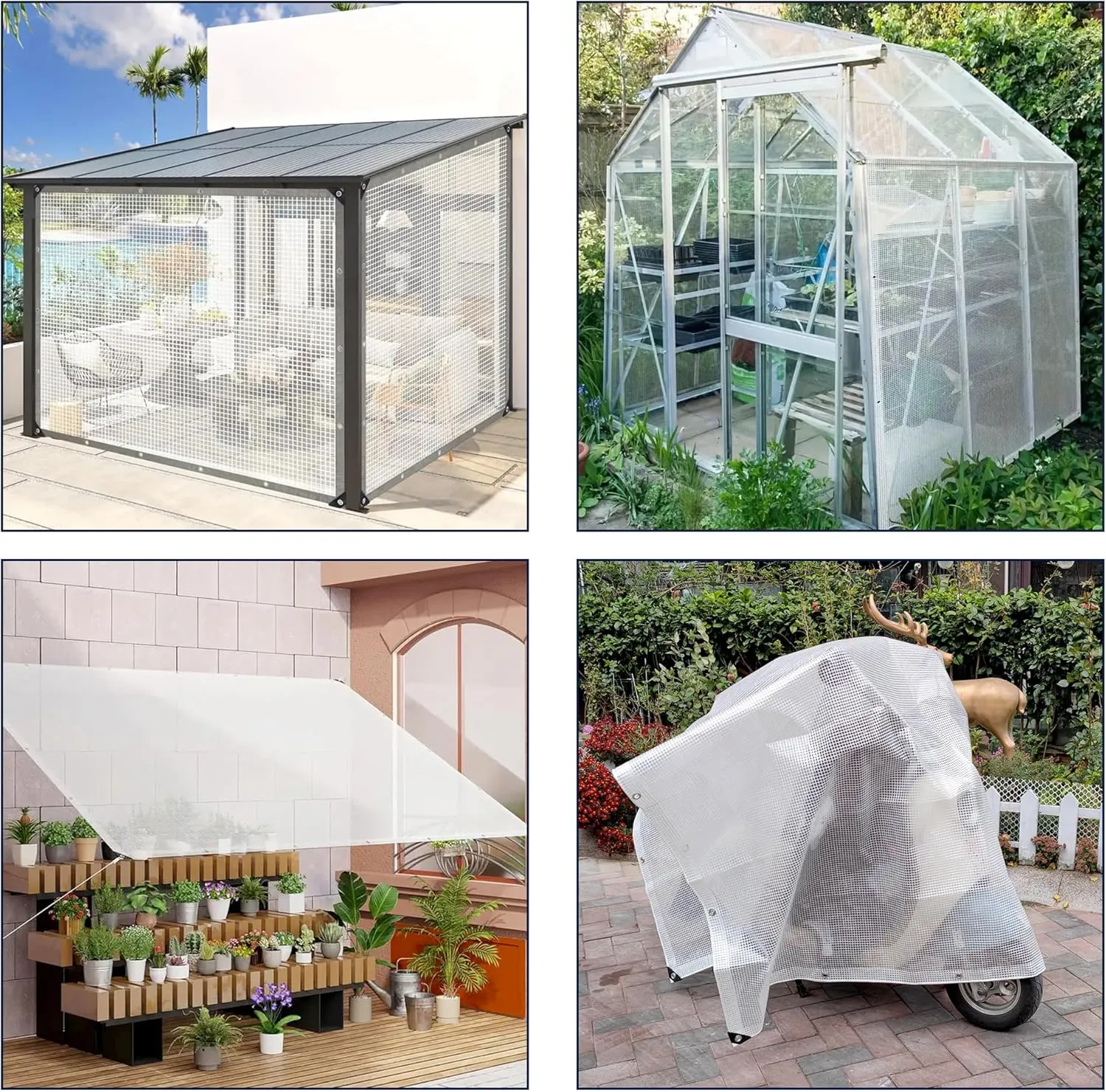 20' x 30' Clear Tarp Heavy Duty Waterproof tarps,13mil Transparent Multipurpose Protective Tarpaulin,Reinforced Edges Outdoor Waterproof Poly Tarps Cover,UV Resistant (Clear White Mesh)