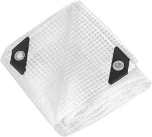 20' x 30' Clear Tarp Heavy Duty Waterproof tarps,13mil Transparent Multipurpose Protective Tarpaulin,Reinforced Edges Outdoor Waterproof Poly Tarps Cover,UV Resistant (Clear White Mesh)