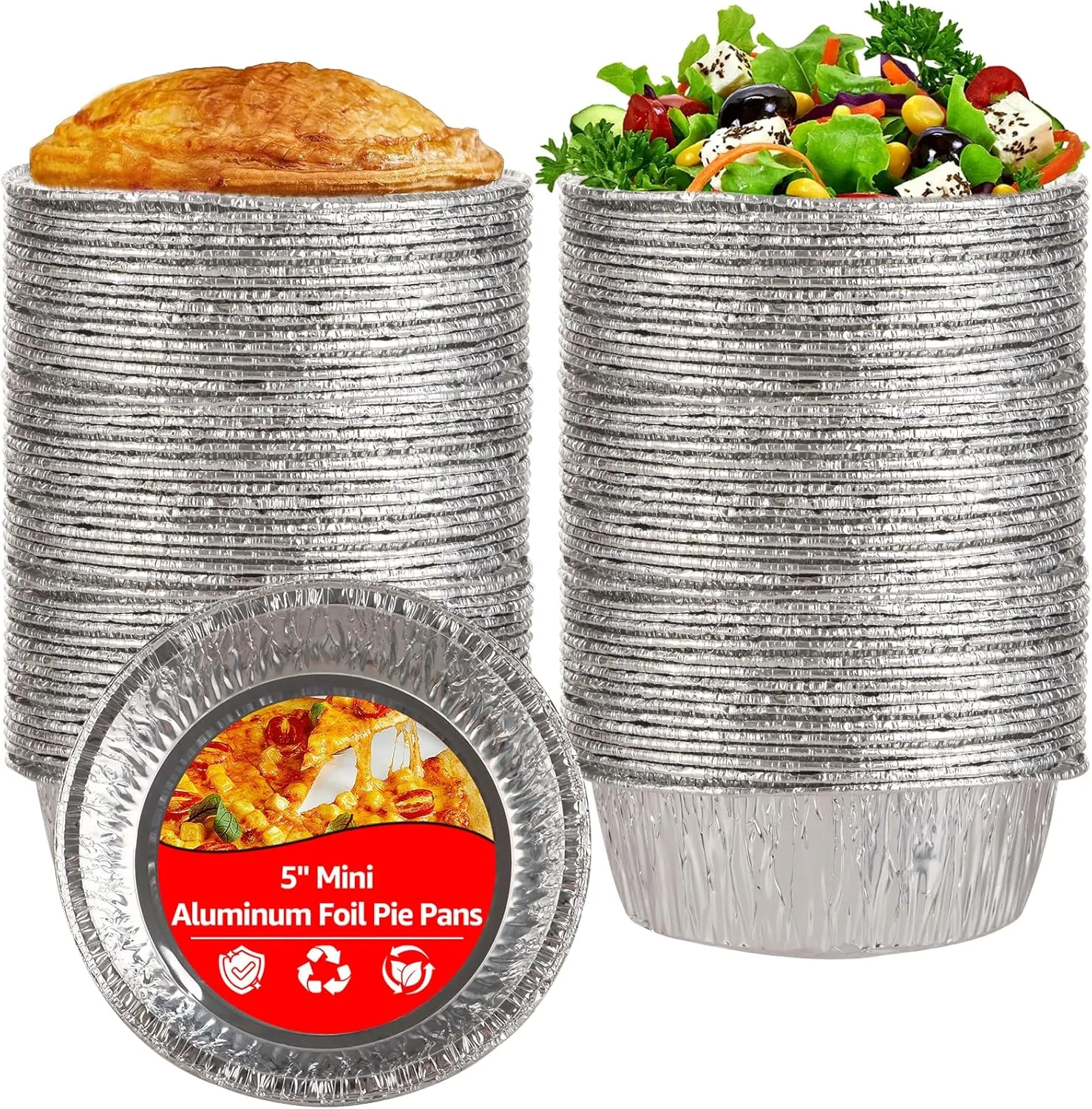 200 PCS 4 Inch Aluminum Foil Pie Pans Disposable Mini Pie Tins Pot Pie Tins Small Pie Tins Individual Pie Pan for Pie Fruit Tarts Quiche, Easily Stack & Store, Freezer & Oven Safe