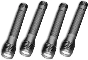 2000 Lumens LED Flashlight - AA Battery Powered, 3 Modes, Zoomable Focus, Water Resistant - Perfect for Camping, Hiking, Emergency (Battery not Included)