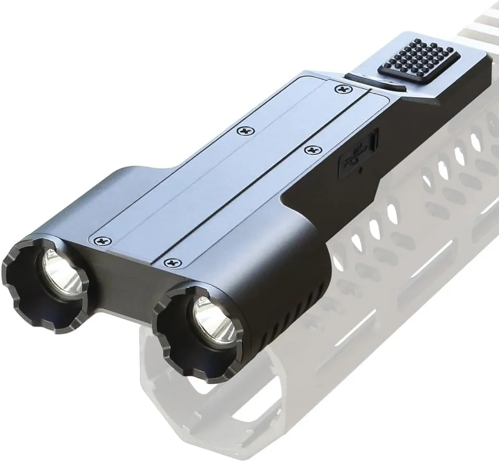 2000 Lumens Tactical Flashlights with Strobe Mode Dual LED Rechargeable Rifle Weapon Light Compatible with Picatinny Rail