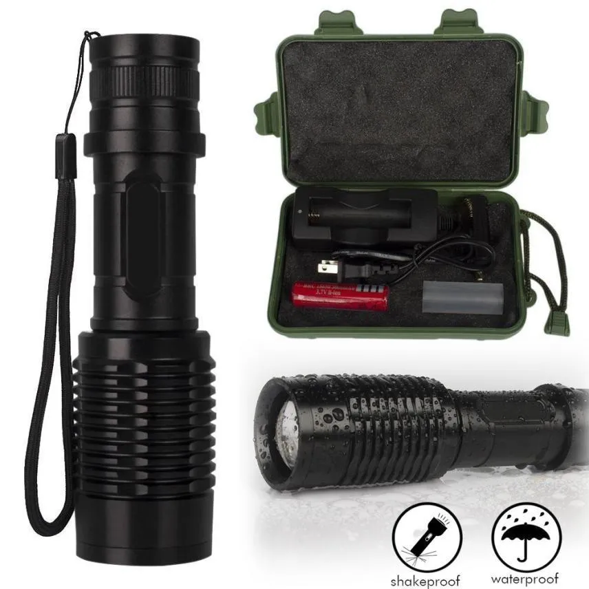 2018 Flashlight 18650 G700 X800 Zoomable XML T6 LED Tactical Flashlight 18650 Battery Charger Case Super Bright JA4