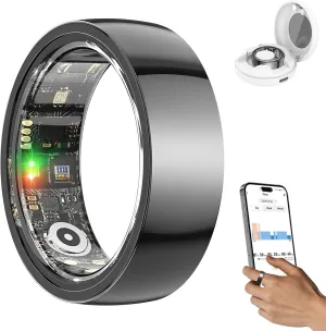 2025 Upgraded Smart Ring Health Tracker for Women Men, IP68 Waterproof Fitness Ring with Sleep Tracker/Step Tracker/Heart Rate/Blood Oxygen/Distance/Calories, No Subscription, Charging Case