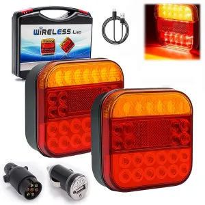 2025 Wireless Trailer Lights Kit, Magnetic Wireless Tail Lights Kit For Trailer, Wireless Tail Lights,Rechargeable Towing Light Kit With Powerful Suction Base For Trucks, Boat, Rv, Vehicle (1Set)