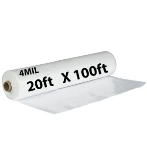 20ftX100ft Clear Poly Tarp 4 Mil Low Density LDPE 1 Roll