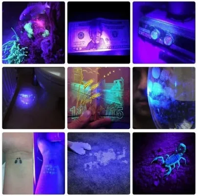 20W High Power 4-Core 365NM UV Black Mirror Flashlight With 3000mah 26650 battery Waterproof Endurance up to 10 hours  Supports Cell Phone Chargers