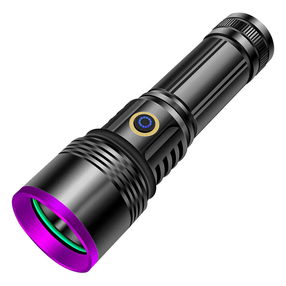 20W High Power 4-Core 365NM UV Black Mirror Flashlight With 3000mah 26650 battery Waterproof Endurance up to 10 hours  Supports Cell Phone Chargers