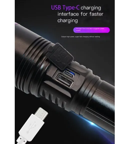 20W High Power 4-Core 365NM UV Black Mirror Flashlight With 3000mah 26650 battery Waterproof Endurance up to 10 hours  Supports Cell Phone Chargers
