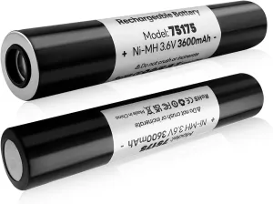 2pack 75175 Battery 3.6V 3600mAh Ni-MH Compatible with Streamlight Stinger 75175 75375 75300 75500 75810 76000 76300, PolyStinger, Pelican M9, FL126 Flashlight