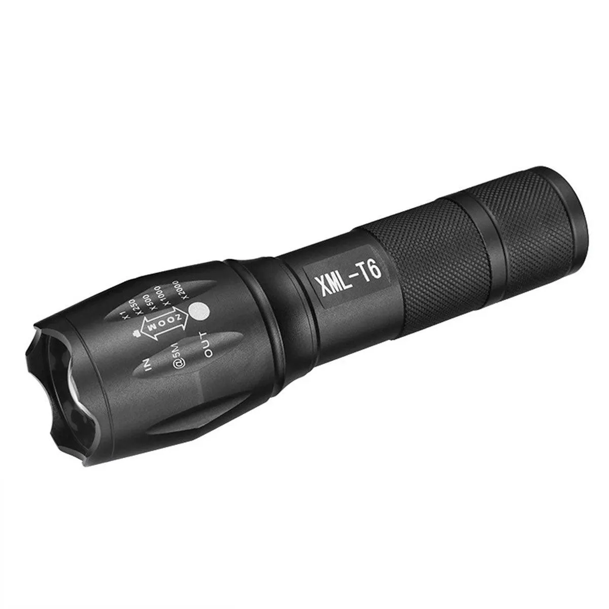 2PCS 800LM Tactical LED Flashlight Zoom Torch with 5 Modes Waterproof Outdoor Use