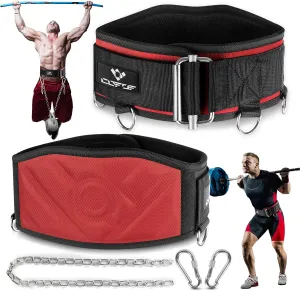 3-in-1 Weighted Pull Up Belt for Men, Weight Lifting Dip Belt with 40.6 IN Chain & Self Locking, Weighted Gym Belt for Pull Up, Squat, Powerlifting & Deadlift, Capacity Up to 350 LBS