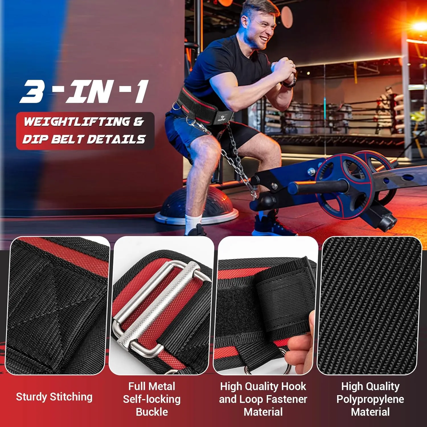 3-in-1 Weighted Pull Up Belt for Men, Weight Lifting Dip Belt with 40.6 IN Chain & Self Locking, Weighted Gym Belt for Pull Up, Squat, Powerlifting & Deadlift, Capacity Up to 350 LBS