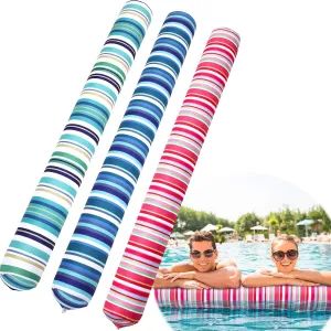 3 Pack Inflatable Swim Pool Noodle 54'' Large Swimming Pool Noodles for Floating, Fabric Covered Water Swim Float for Adults