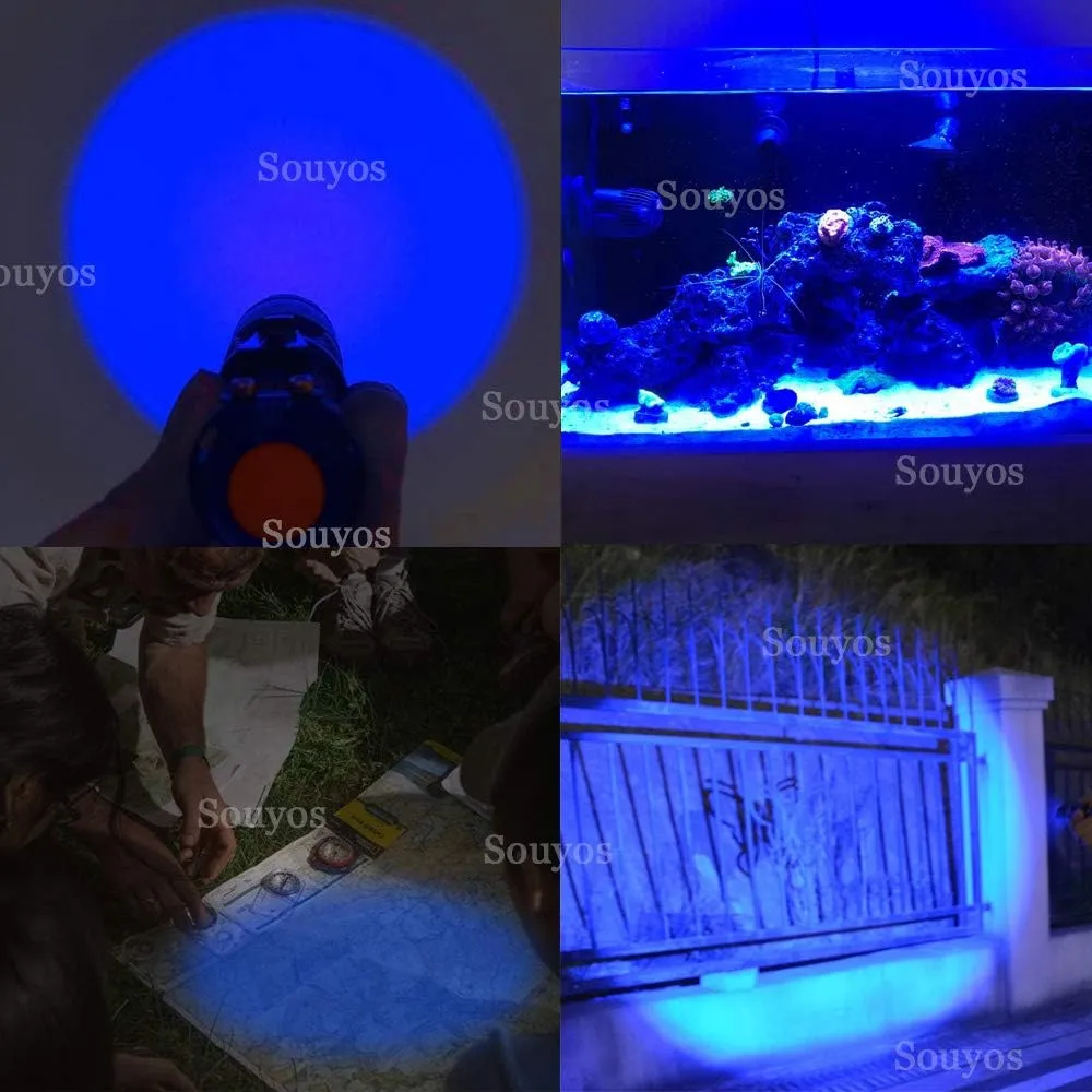 3 Pcs Red Green Blue Light LED Flashlight,7W Zoomable Red Green Hunting Light Blue Flashlight,3 Modes Tactical Torch Light for Fishing,Tracking Blood,Detect,Night Vision,Coral