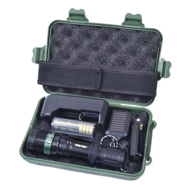 3000 Lumens Zoomable Rechargeable XML T6 LED Flashlight Torch  1x 18650 Battery US Plug Charger Case Bicycle Light 40OT22