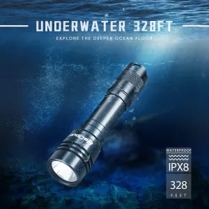 3000LM Scuba Diving Flashlight with Rechargeable Dive Light Underwater Flashlight 328ft IPX8 Waterproof 4 Modes Scuba Safety Light with Charger for Submarine Deep Sea Snorkeling